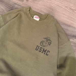 Vintage 1990s Authentic USMC Marine Corps Official Olive Green Pullover Crewneck
